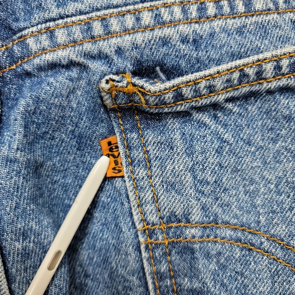 90s Levis 505 Mens Orange Tab Regular Fit Straight Leg Blue Denim Jeans 36x33 - Picture 6 of 12